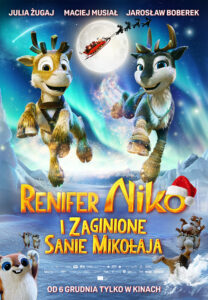 Plakat filmu "Renifer Niko i zaginione sanie Mikołaja"